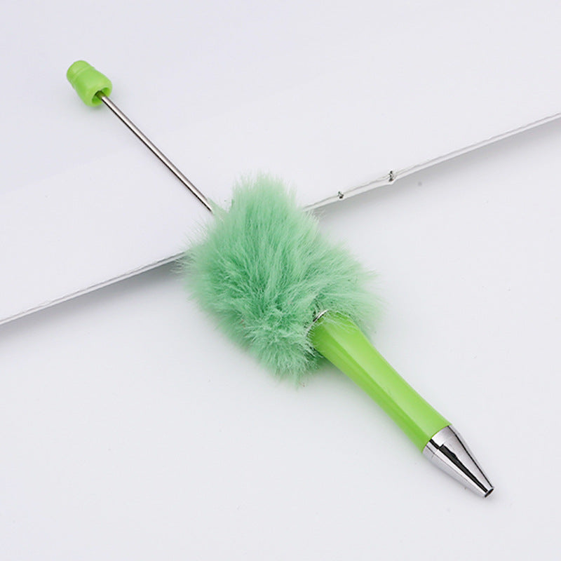 Fluffy Beaded Pen – Cute Furry DIY Pom-Pom Ballpoint Pen, Creative Gift Stationery (In Stock for Wholesale)
