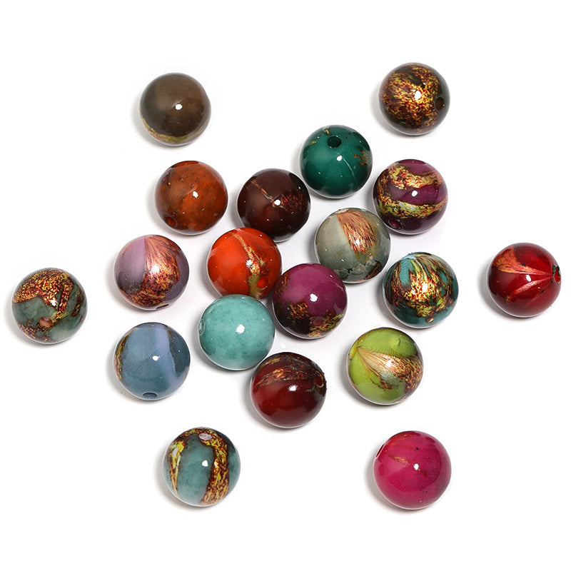 16mm Antique Gold Lacquer Painted Acrylic Loose Beads – DIY Bead Pen, Phone Chain & Necklace Accessories