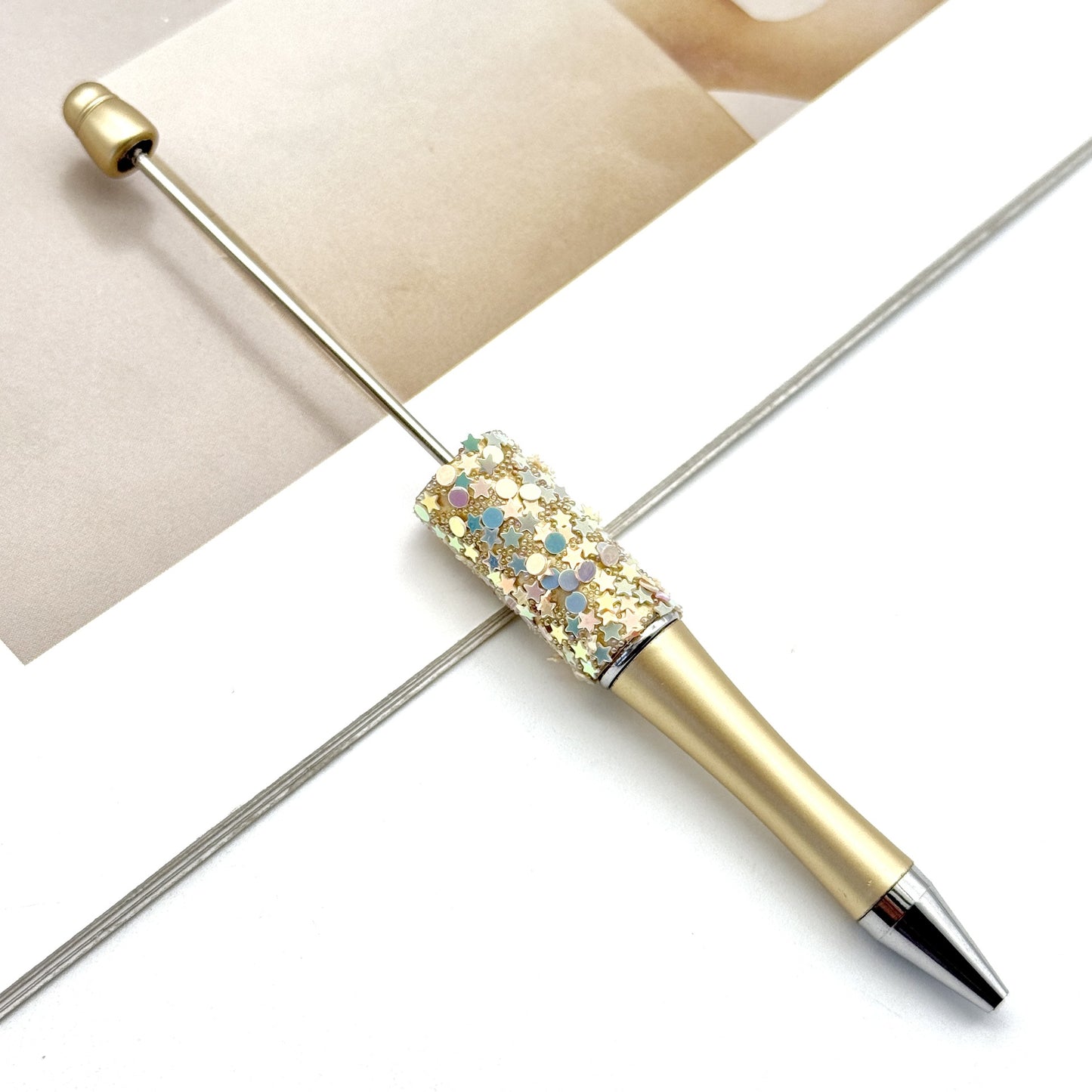 Star Bead Pen – Creative Five-Pointed Star Sequin Ballpoint Pen, Handmade Rotating Signature Pen (Wholesale Available)