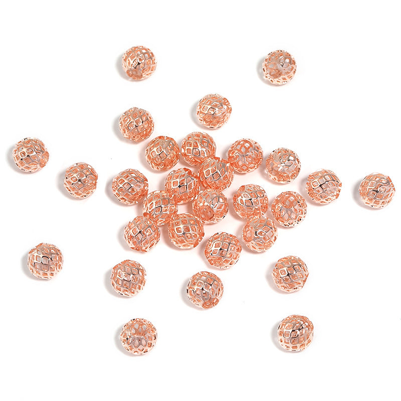 All-Copper Round Hollow Small Gold Beads – Large Hole Mesh Beads for DIY Bead Pens, Bracelets & Necklaces