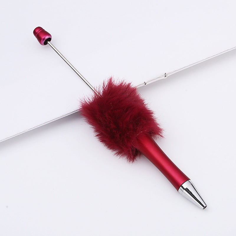 Fluffy Beaded Pen – Cute Furry DIY Pom-Pom Ballpoint Pen, Creative Gift Stationery (In Stock for Wholesale)