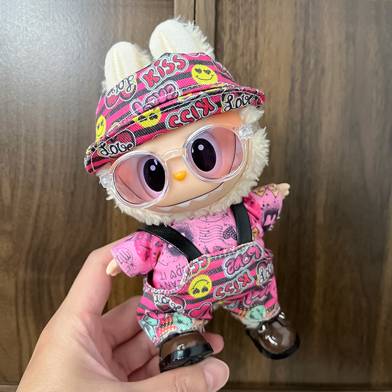 17cm Labubu Figure, Labubu Clothing Made of Soft PVC, Cute Dress-Up Casual Outfit, Plush Toy Clothes, Compatible with Generations 1, 2, and 3