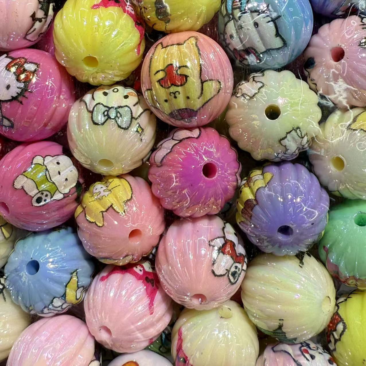 16mm Acrylic Printed Mickey Mouse Pumpkin Round Beads – DIY Phone Strap & Keychain Accessories