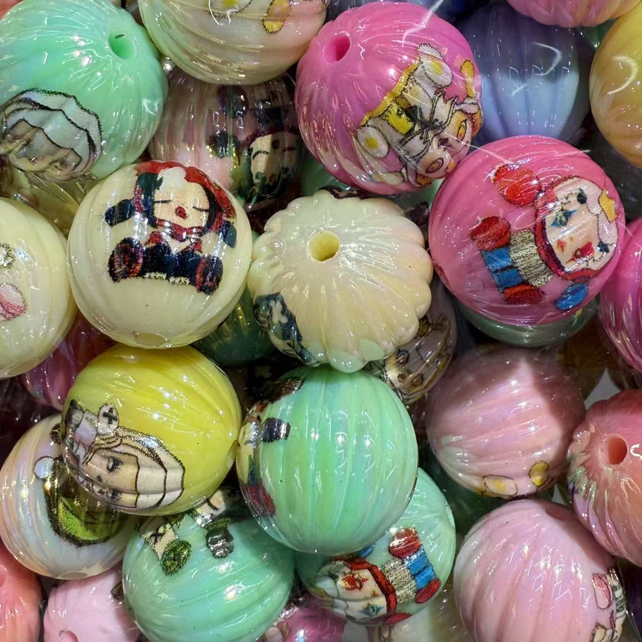 16mm Acrylic Printed Mickey Mouse Pumpkin Round Beads – DIY Phone Strap & Keychain Accessories