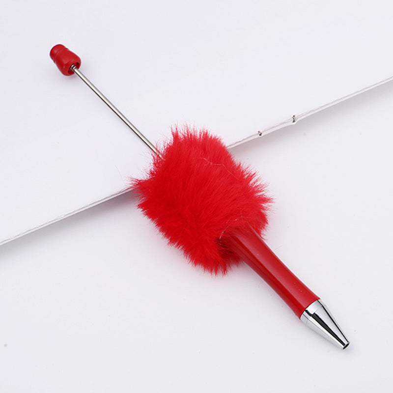 Fluffy Beaded Pen – Cute Furry DIY Pom-Pom Ballpoint Pen, Creative Gift Stationery (In Stock for Wholesale)