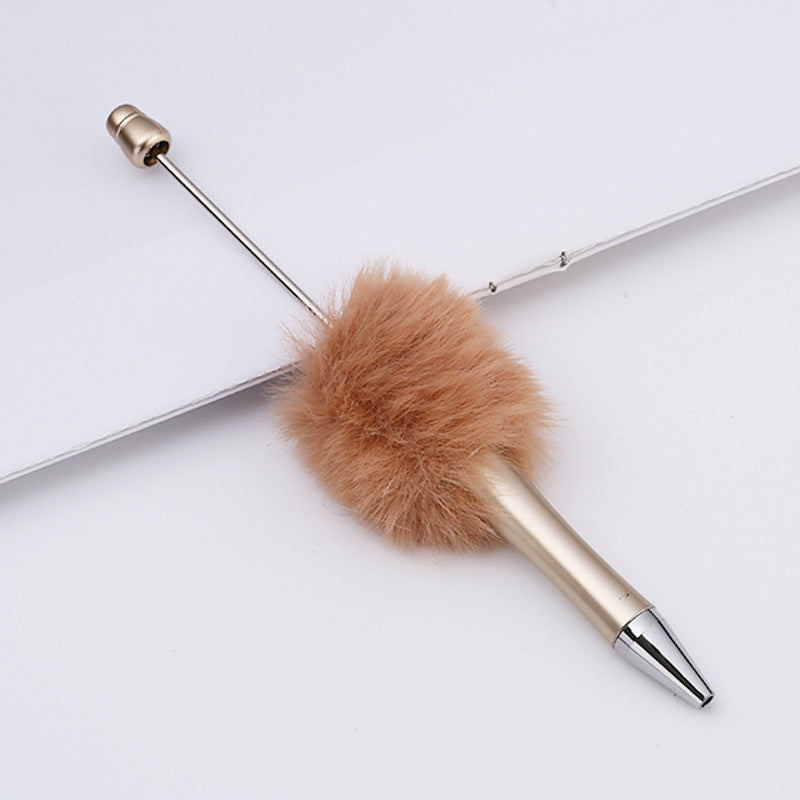 Fluffy Beaded Pen – Cute Furry DIY Pom-Pom Ballpoint Pen, Creative Gift Stationery (In Stock for Wholesale)