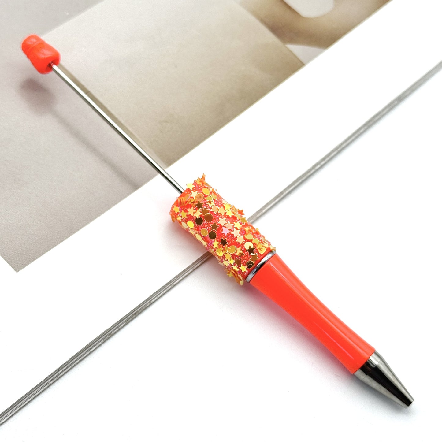 Star Bead Pen – Creative Five-Pointed Star Sequin Ballpoint Pen, Handmade Rotating Signature Pen (Wholesale Available)