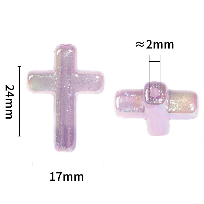 Luminous Mermaid “Ji” Cross Vertical Hole Beads – DIY Bead Pen, Bracelet, Necklace & Keychain Acrylic Accessories
