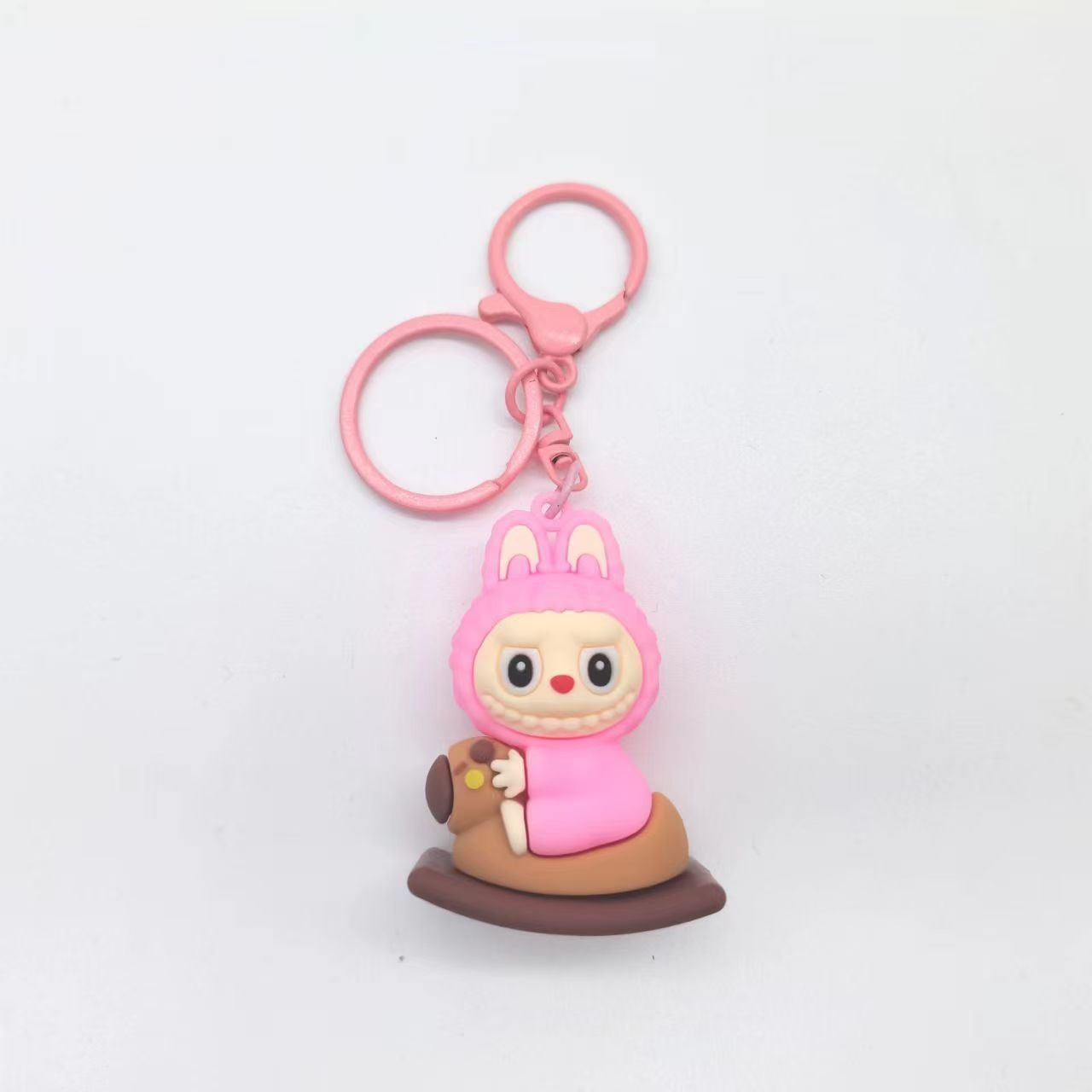 Creative Labubu 3D Rocking Horse Keychain – Cute Car and Schoolbag Pendant