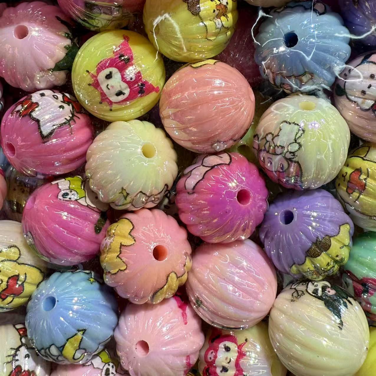 16mm Acrylic Printed Mickey Mouse Pumpkin Round Beads – DIY Phone Strap & Keychain Accessories