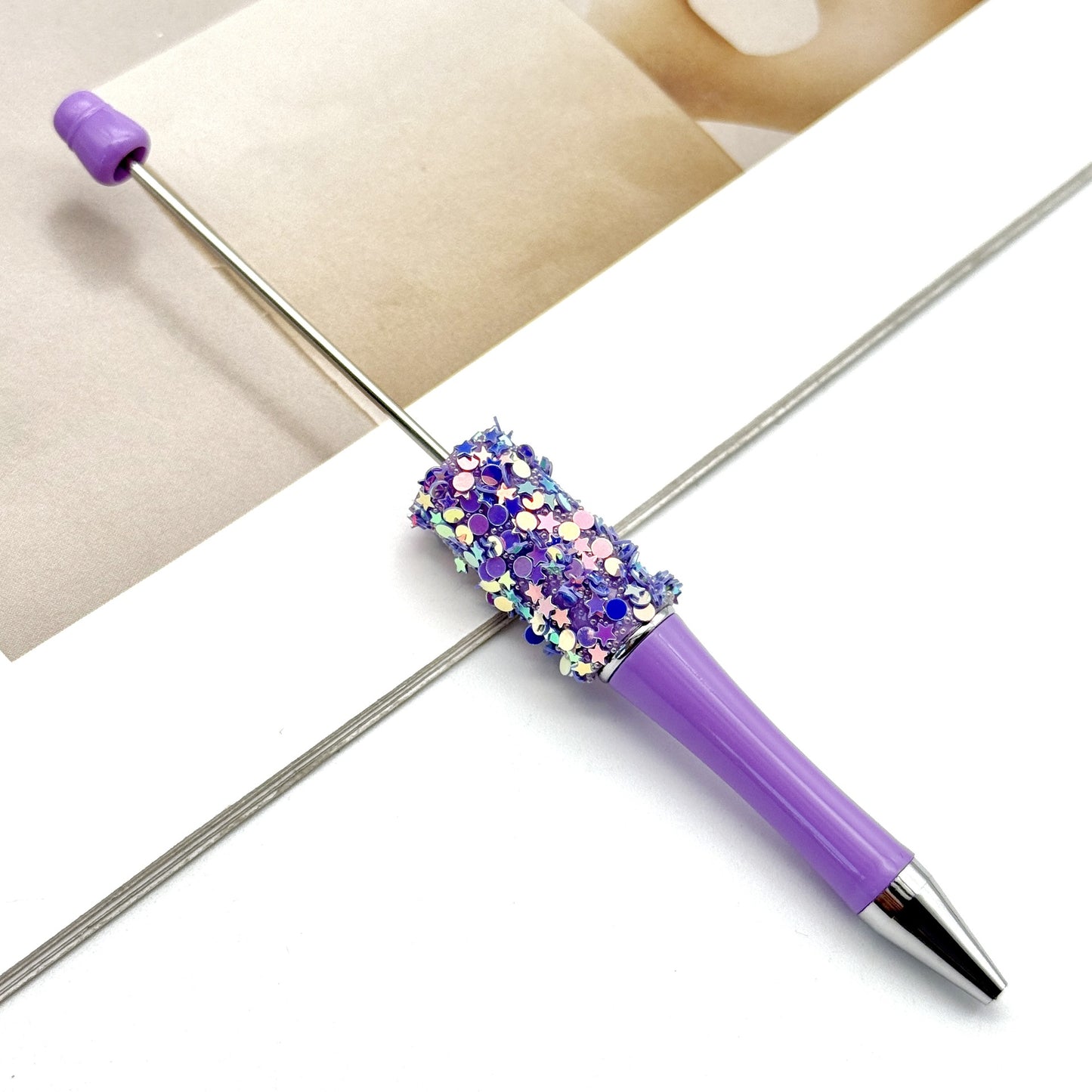 Star Bead Pen – Creative Five-Pointed Star Sequin Ballpoint Pen, Handmade Rotating Signature Pen (Wholesale Available)