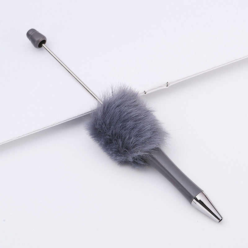 Fluffy Beaded Pen – Cute Furry DIY Pom-Pom Ballpoint Pen, Creative Gift Stationery (In Stock for Wholesale)