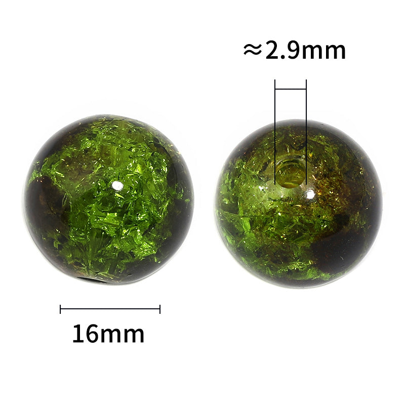 16mm Two-Color Amber Acrylic Crack Beads – Burst Ice Crack Round Beads for DIY Bead Pens