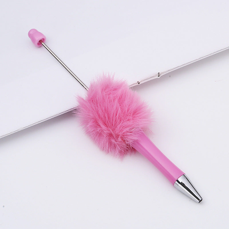 Fluffy Beaded Pen – Cute Furry DIY Pom-Pom Ballpoint Pen, Creative Gift Stationery (In Stock for Wholesale)