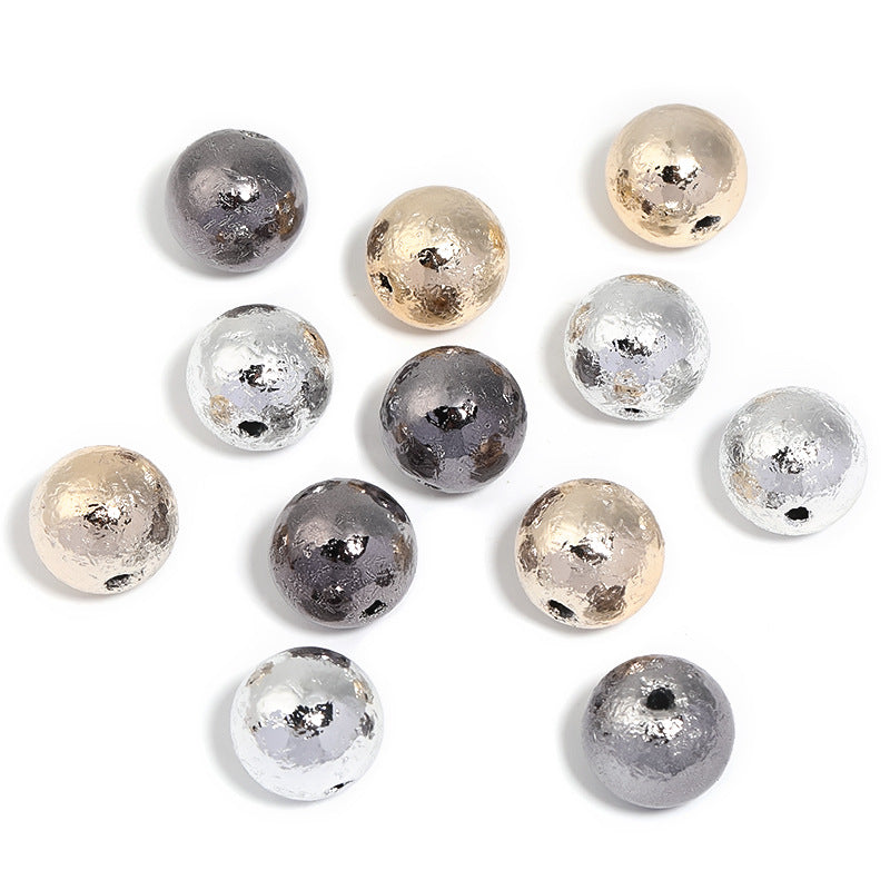 20mm Electroplated Metallic Wrinkled Skin Round Beads – Acrylic Imitation Gold Foil DIY Phone Chain & Keychain Beads