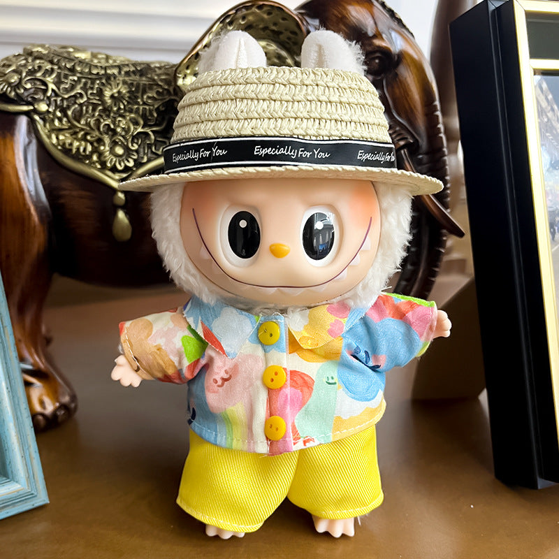 17cm Labubu Figure, Labubu Clothing Made of Soft PVC, Cute Dress-Up Casual Outfit, Plush Toy Clothes, Compatible with Generations 1, 2, and 3