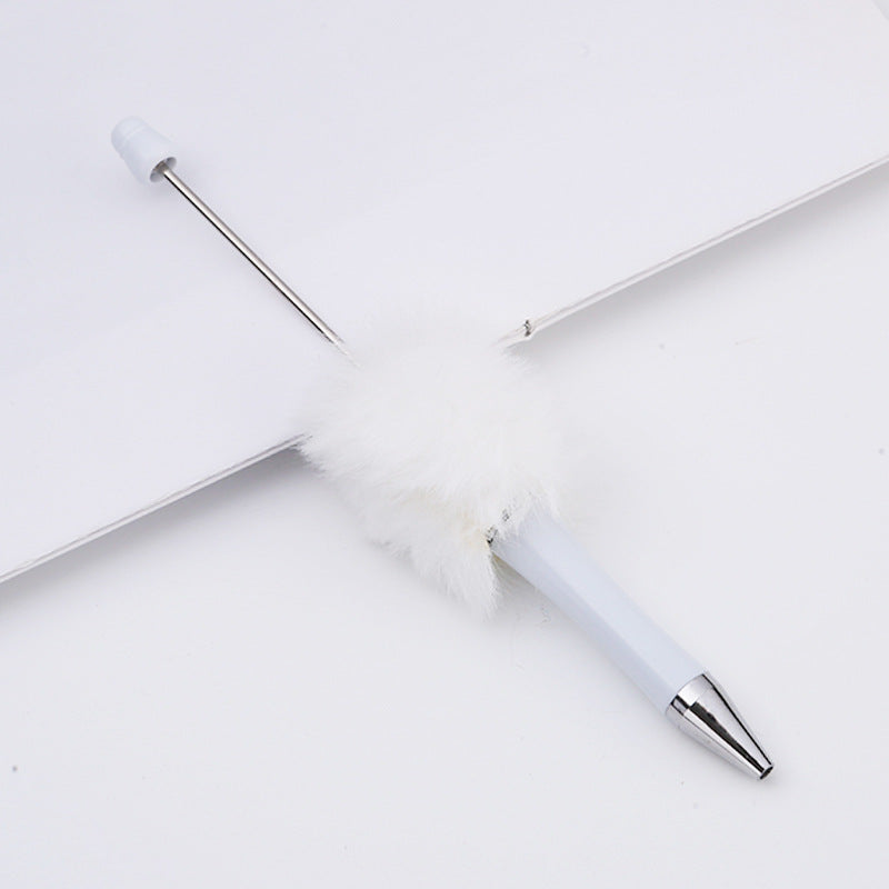Fluffy Beaded Pen – Cute Furry DIY Pom-Pom Ballpoint Pen, Creative Gift Stationery (In Stock for Wholesale)