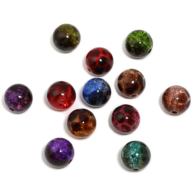 16mm Two-Color Amber Acrylic Crack Beads – Burst Ice Crack Round Beads for DIY Bead Pens
