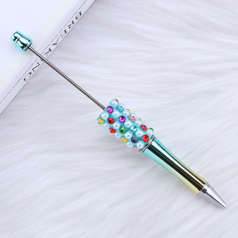 DIY color electroplated pearl bead pen, creative handmade multi-color ballpoint pen puzzle student stationery spot wholesale