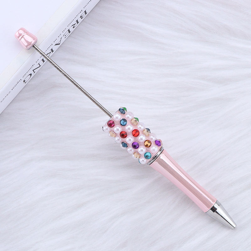 DIY color electroplated pearl bead pen, creative handmade multi-color ballpoint pen puzzle student stationery spot wholesale