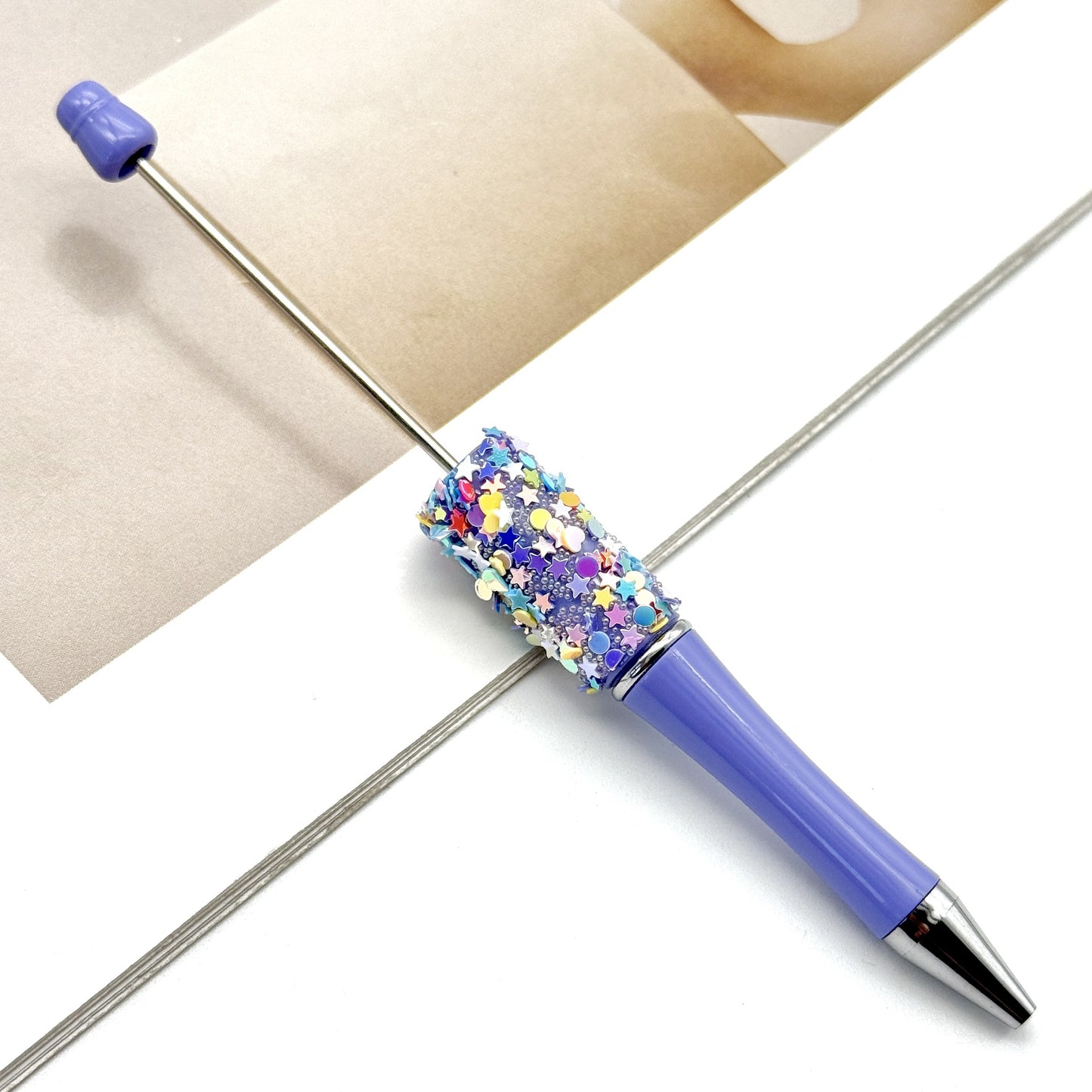 Star Bead Pen – Creative Five-Pointed Star Sequin Ballpoint Pen, Handmade Rotating Signature Pen (Wholesale Available)
