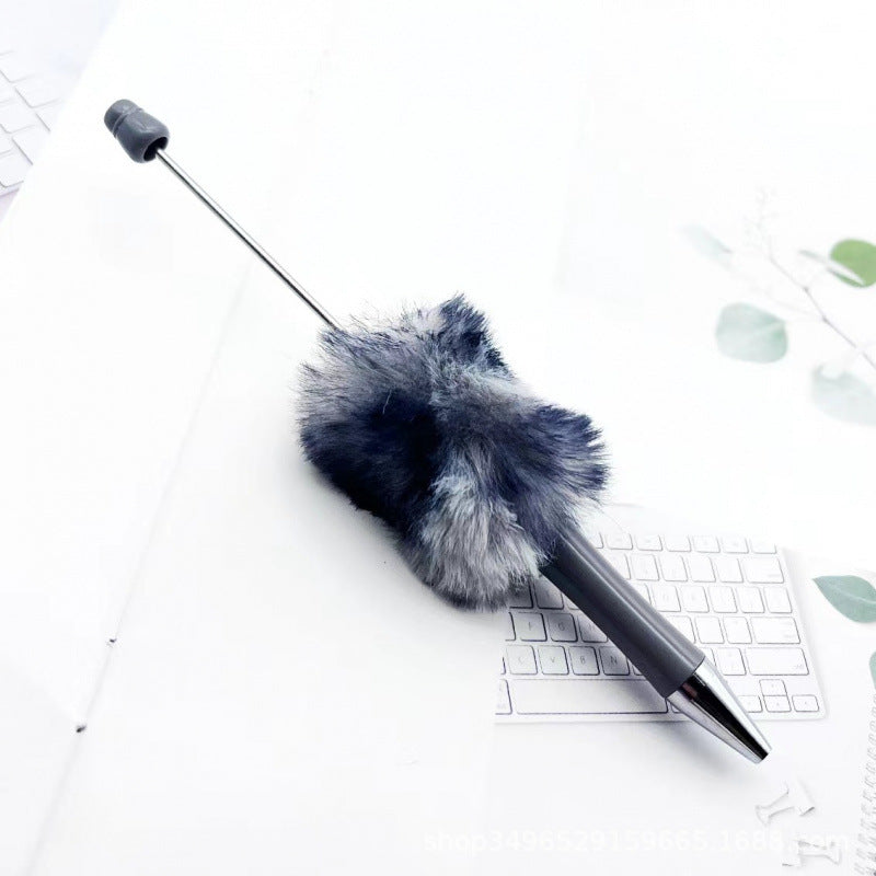 Fluffy Beaded Pen – Cute Furry DIY Pom-Pom Ballpoint Pen, Creative Gift Stationery (In Stock for Wholesale)