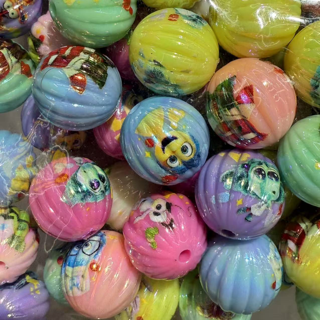 16mm Acrylic Printed Mickey Mouse Pumpkin Round Beads – DIY Phone Strap & Keychain Accessories