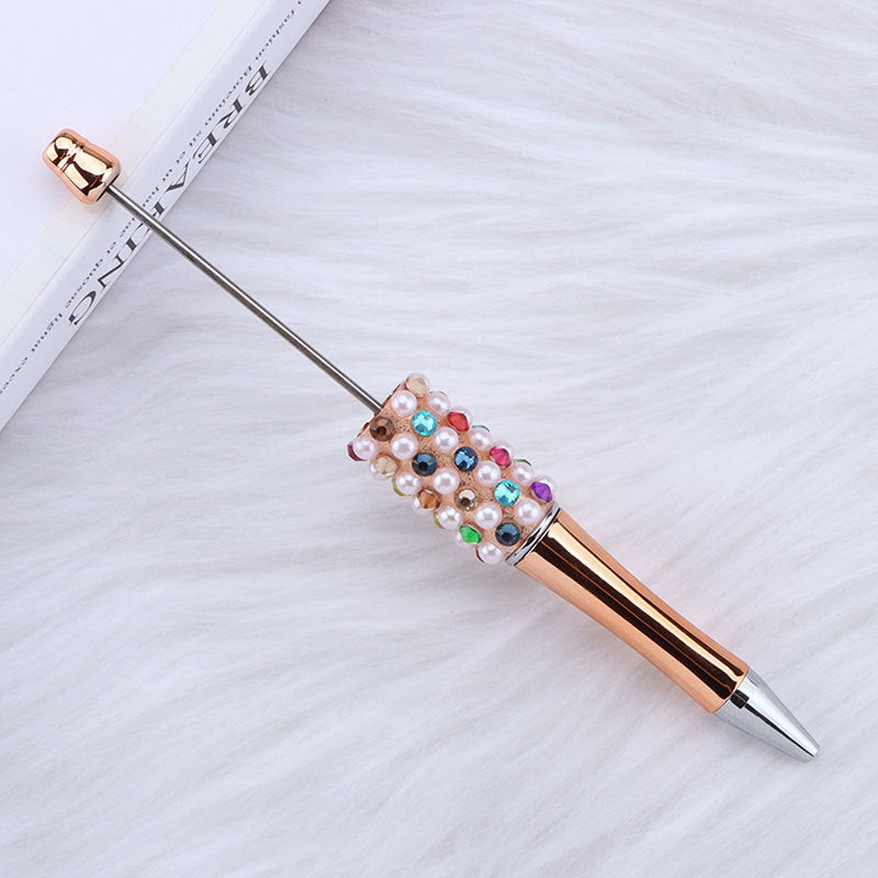 DIY color electroplated pearl bead pen, creative handmade multi-color ballpoint pen puzzle student stationery spot wholesale