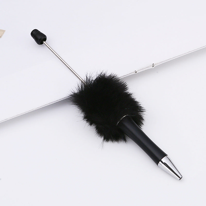 Fluffy Beaded Pen – Cute Furry DIY Pom-Pom Ballpoint Pen, Creative Gift Stationery (In Stock for Wholesale)