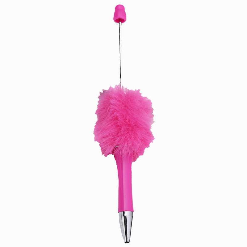 Fluffy Beaded Pen – Cute Furry DIY Pom-Pom Ballpoint Pen, Creative Gift Stationery (In Stock for Wholesale)