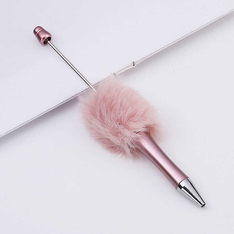 Fluffy Beaded Pen – Cute Furry DIY Pom-Pom Ballpoint Pen, Creative Gift Stationery (In Stock for Wholesale)