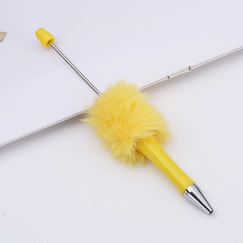 Fluffy Beaded Pen – Cute Furry DIY Pom-Pom Ballpoint Pen, Creative Gift Stationery (In Stock for Wholesale)