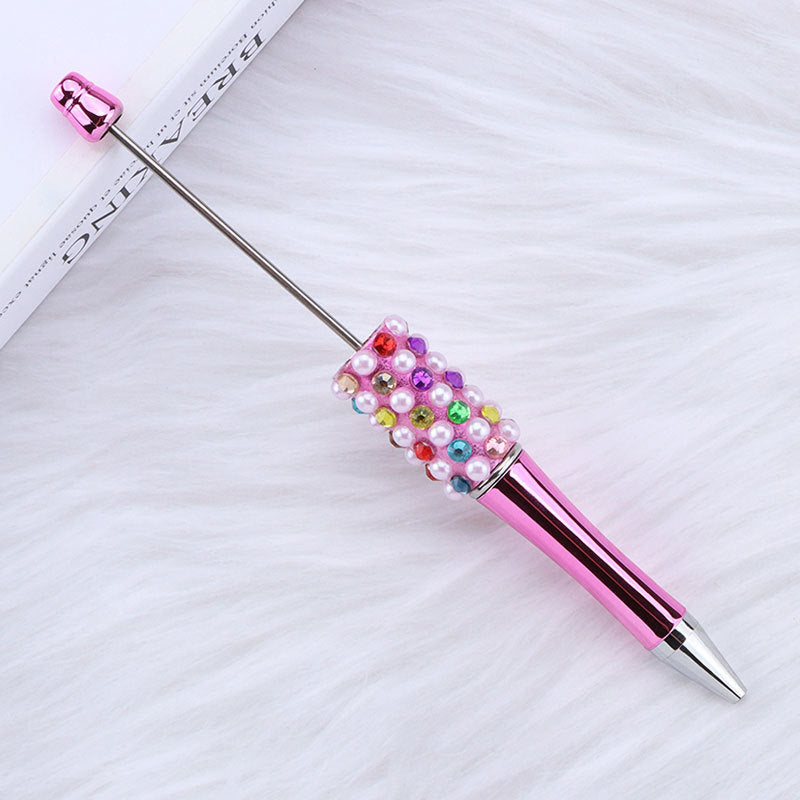 DIY color electroplated pearl bead pen, creative handmade multi-color ballpoint pen puzzle student stationery spot wholesale