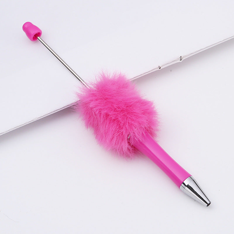 Fluffy Beaded Pen – Cute Furry DIY Pom-Pom Ballpoint Pen, Creative Gift Stationery (In Stock for Wholesale)