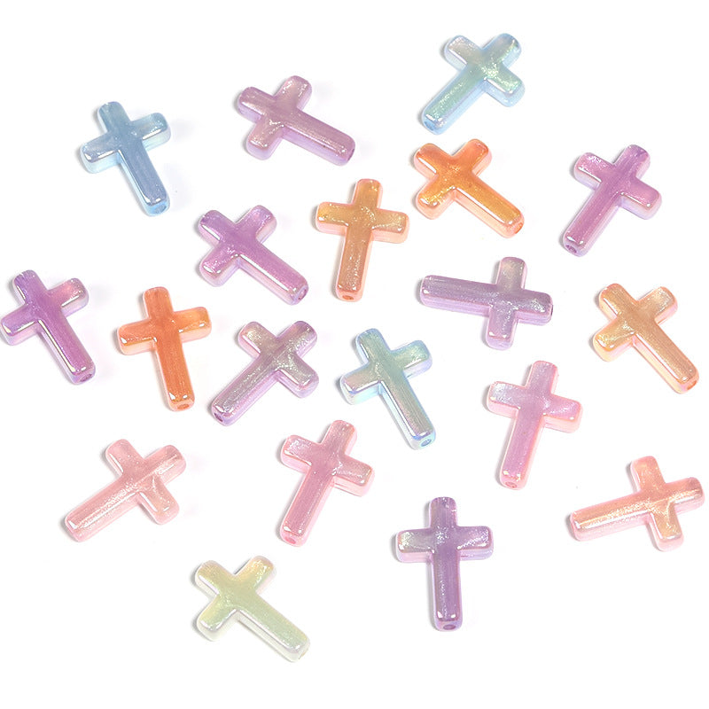 Luminous Mermaid “Ji” Cross Vertical Hole Beads – DIY Bead Pen, Bracelet, Necklace & Keychain Acrylic Accessories