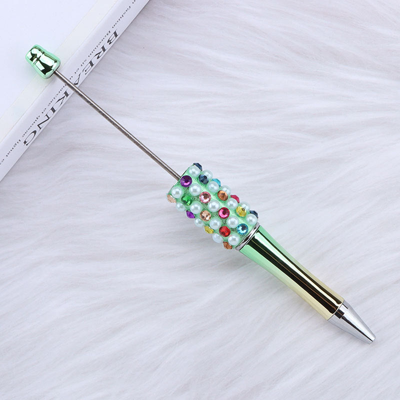 DIY color electroplated pearl bead pen, creative handmade multi-color ballpoint pen puzzle student stationery spot wholesale