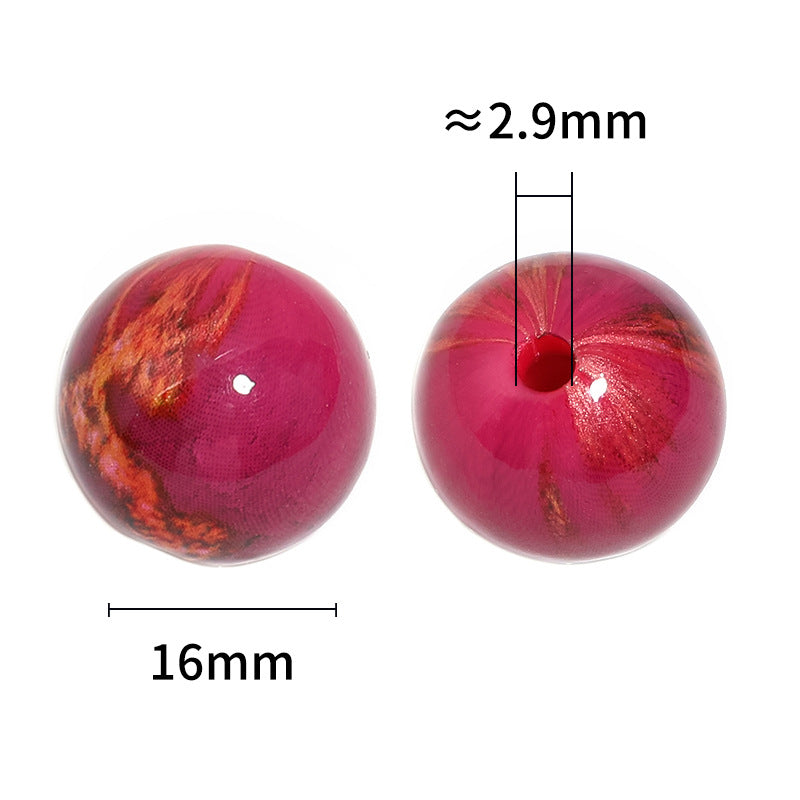16mm Antique Gold Lacquer Painted Acrylic Loose Beads – DIY Bead Pen, Phone Chain & Necklace Accessories