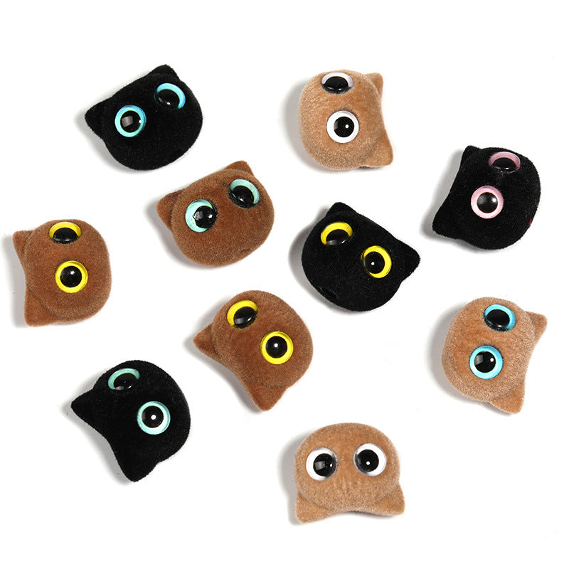 Autumn-Winter Flocking Big-Eyed Kitten Cartoon Cat Eye Acrylic Beads – DIY Bead Pen & Mobile Phone Chain Accessories