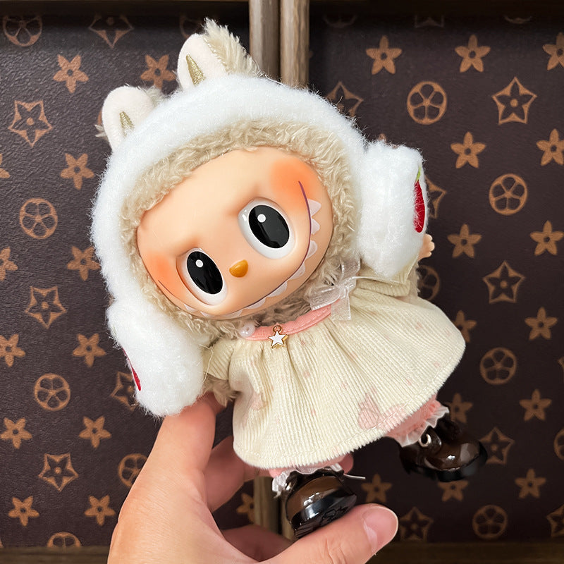 17cm Labubu Figure, Labubu Clothing Made of Soft PVC, Cute Dress-Up Casual Outfit, Plush Toy Clothes, Compatible with Generations 1, 2, and 3