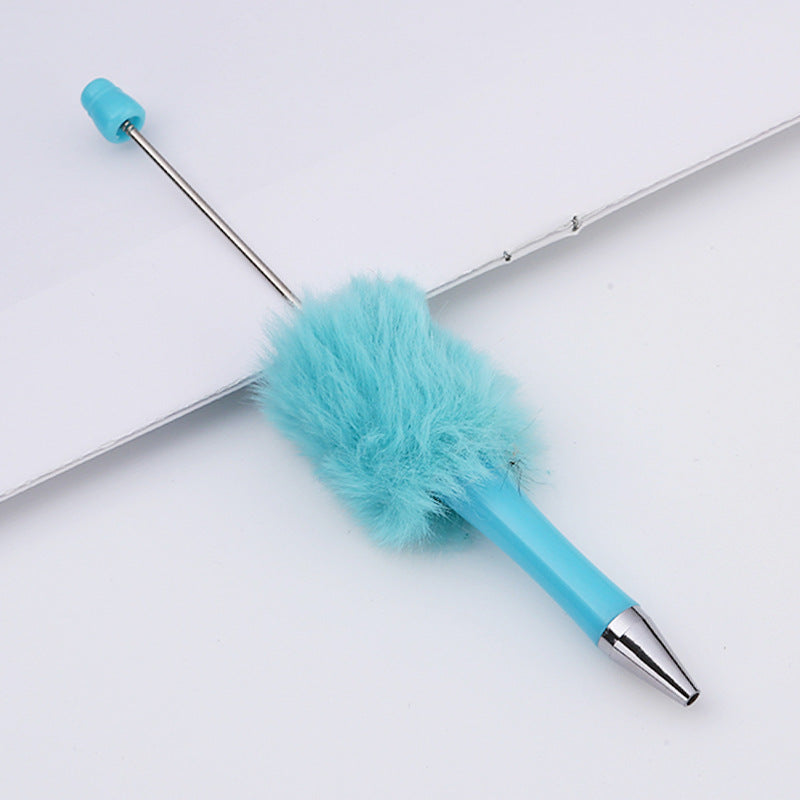 Fluffy Beaded Pen – Cute Furry DIY Pom-Pom Ballpoint Pen, Creative Gift Stationery (In Stock for Wholesale)