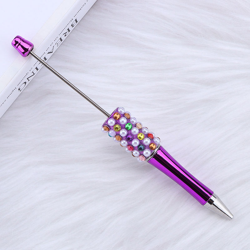 DIY color electroplated pearl bead pen, creative handmade multi-color ballpoint pen puzzle student stationery spot wholesale