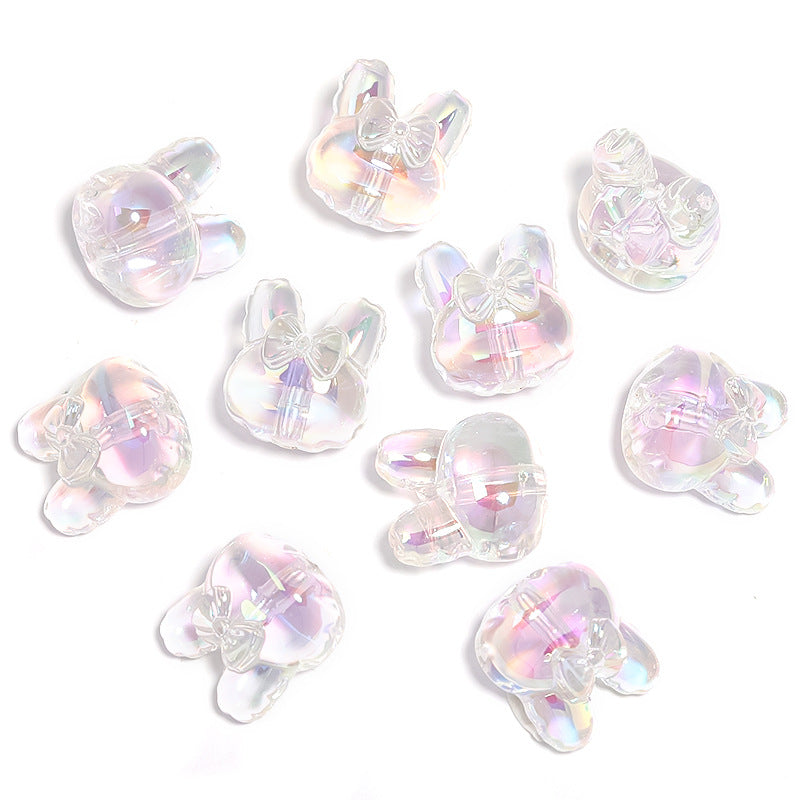 High-Transparency Colorful Bow Bunny Acrylic Rabbit Ear Vertical Hole Beads – DIY Bead Pen & Keychain Accessories