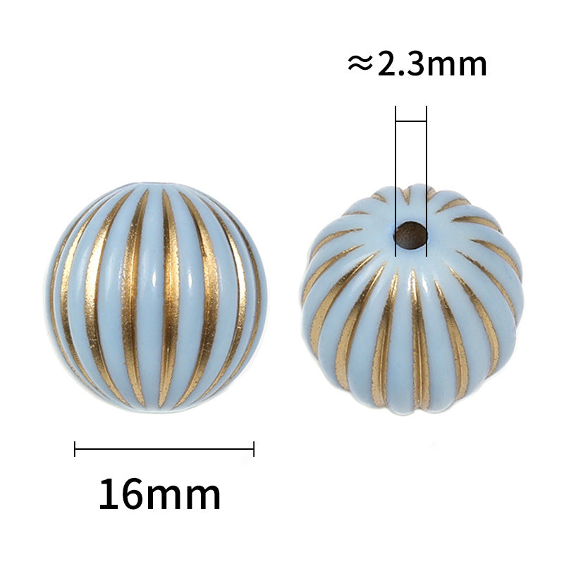 16mm Acrylic Electroplated Lantern Beads – Gold-Painted Pumpkin Beads for DIY Bead Pens, Phone Chains & Keychains