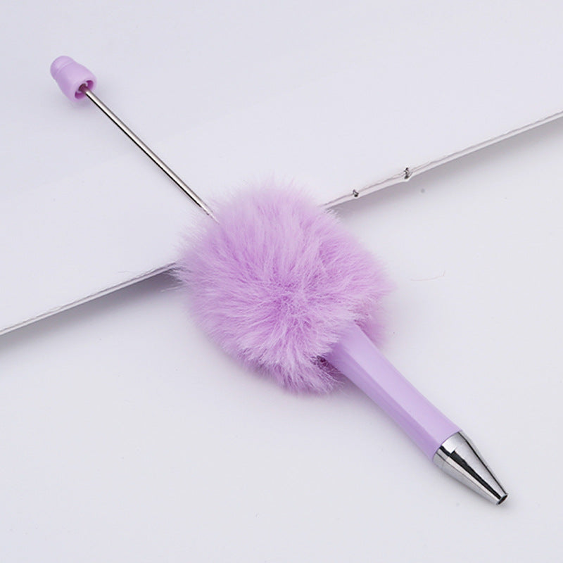 Fluffy Beaded Pen – Cute Furry DIY Pom-Pom Ballpoint Pen, Creative Gift Stationery (In Stock for Wholesale)