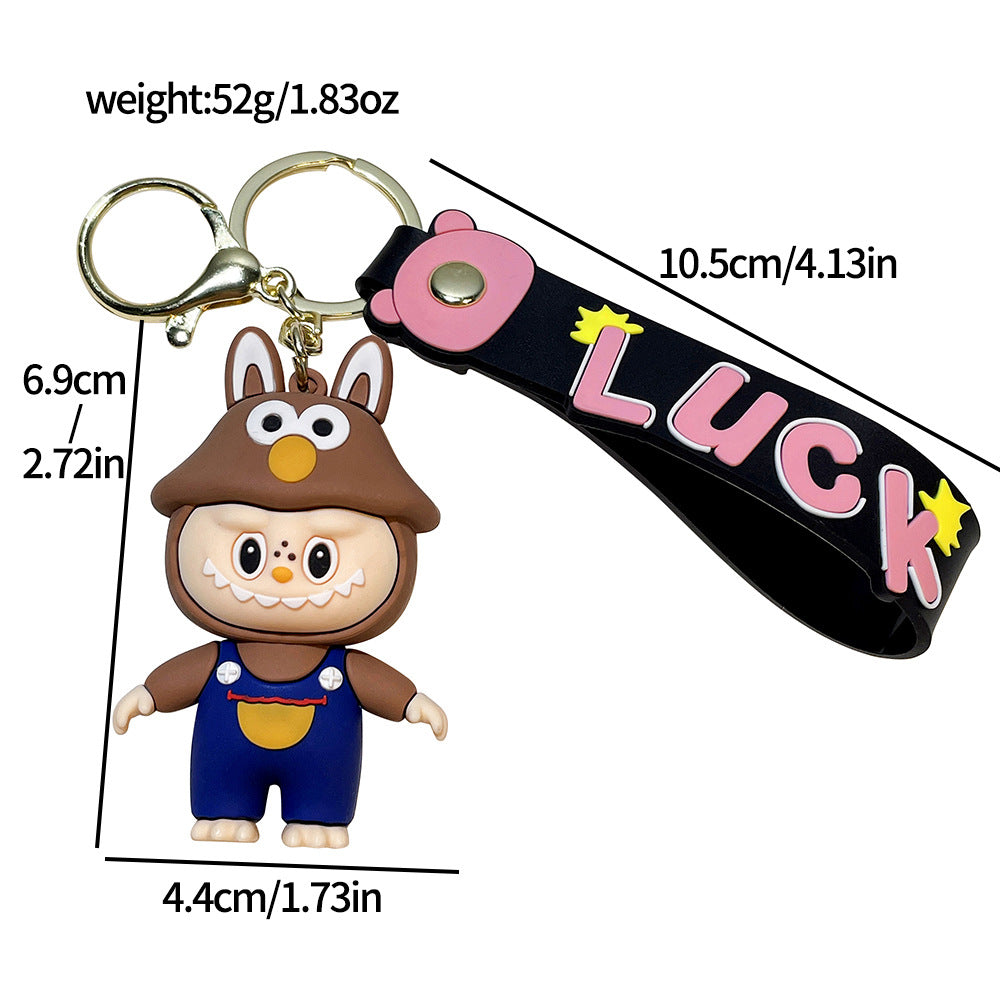 Labubu keychain cartoon schoolbag pendant car key chain small gift wholesale