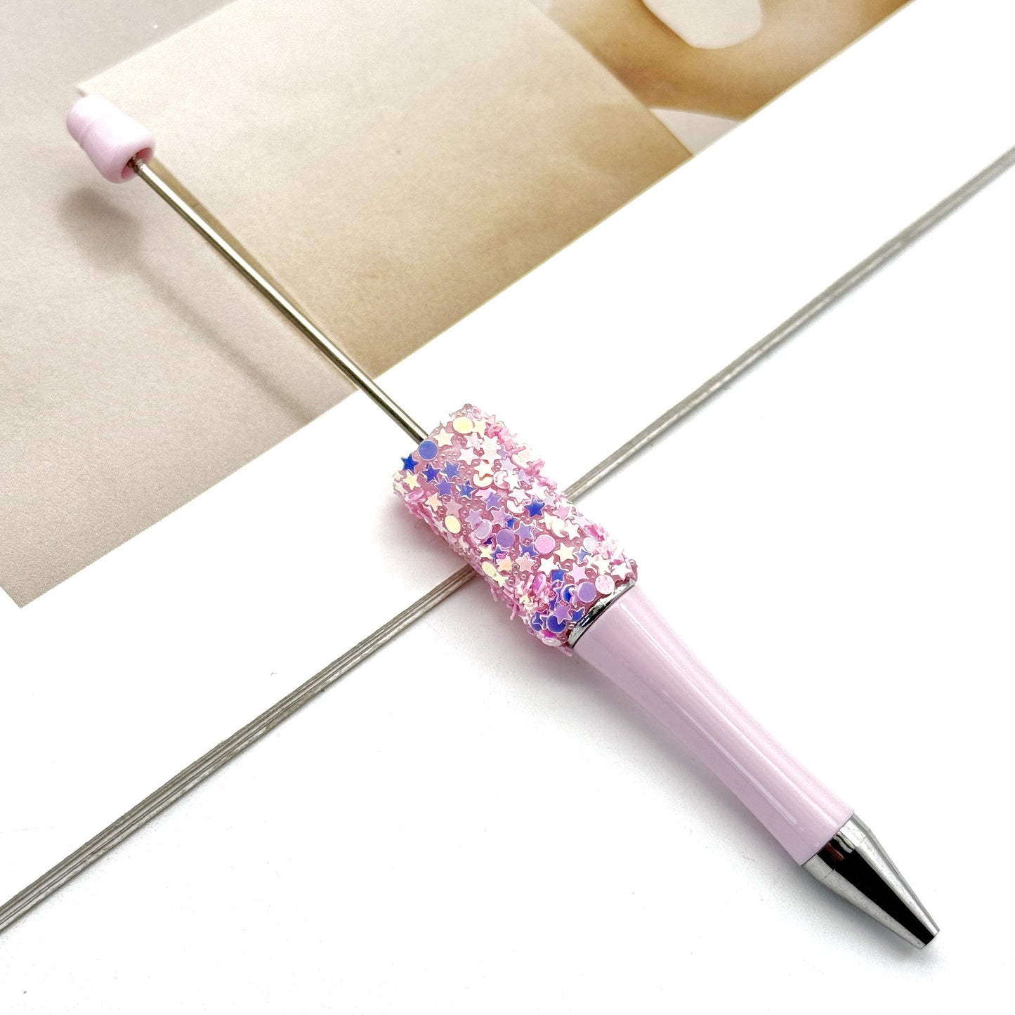 Star Bead Pen – Creative Five-Pointed Star Sequin Ballpoint Pen, Handmade Rotating Signature Pen (Wholesale Available)