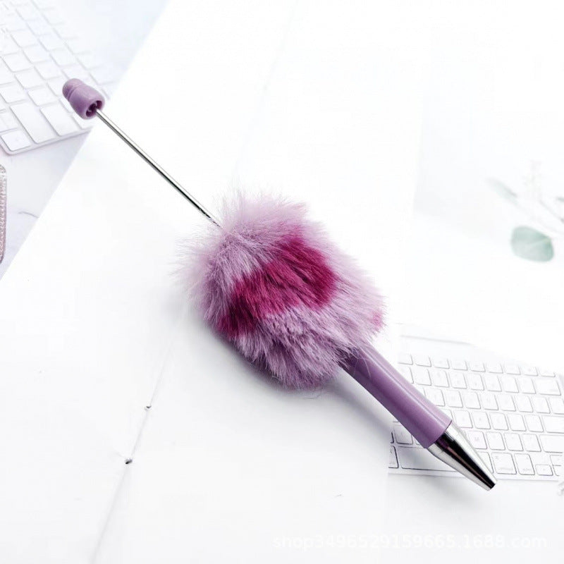 Fluffy Beaded Pen – Cute Furry DIY Pom-Pom Ballpoint Pen, Creative Gift Stationery (In Stock for Wholesale)
