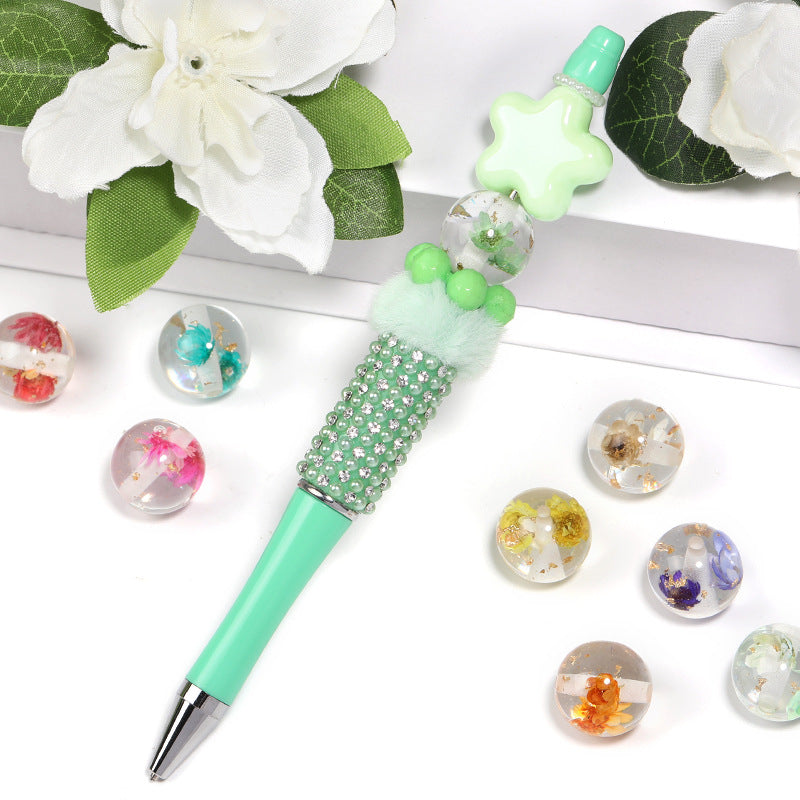 Natural Dried Flower Resin Round Beads – Transparent Gold Foil Beads for DIY Bead Pens, Phone Chains & Keychains
