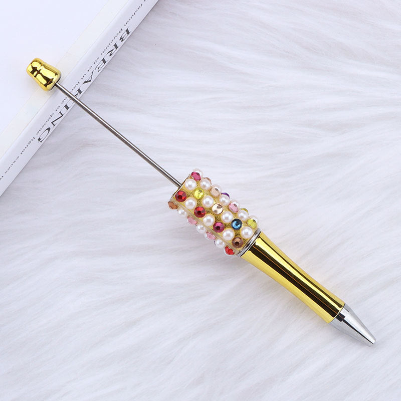 DIY color electroplated pearl bead pen, creative handmade multi-color ballpoint pen puzzle student stationery spot wholesale
