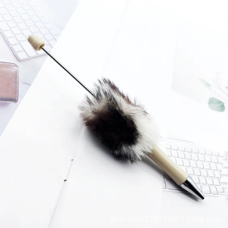 Fluffy Beaded Pen – Cute Furry DIY Pom-Pom Ballpoint Pen, Creative Gift Stationery (In Stock for Wholesale)